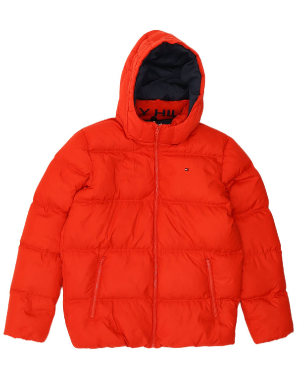 Tommy Hilfiger Boys Hooded Padded Jacket 15-16 Years Red Polyester