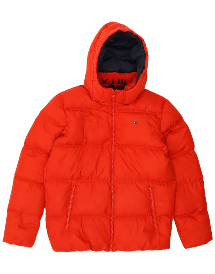 Tommy Hilfiger Boys Hooded Padded Jacket 15-16 Years Red Polyester