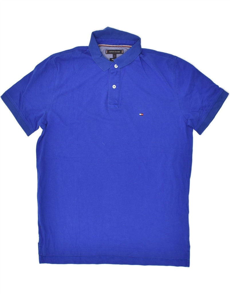 TOMMY HILFIGER Mens Regular Polo Shirt Large Blue Cotton | Vintage Tommy Hilfiger | Thrift | Second-Hand Tommy Hilfiger | Used Clothing | Messina Hembry 
