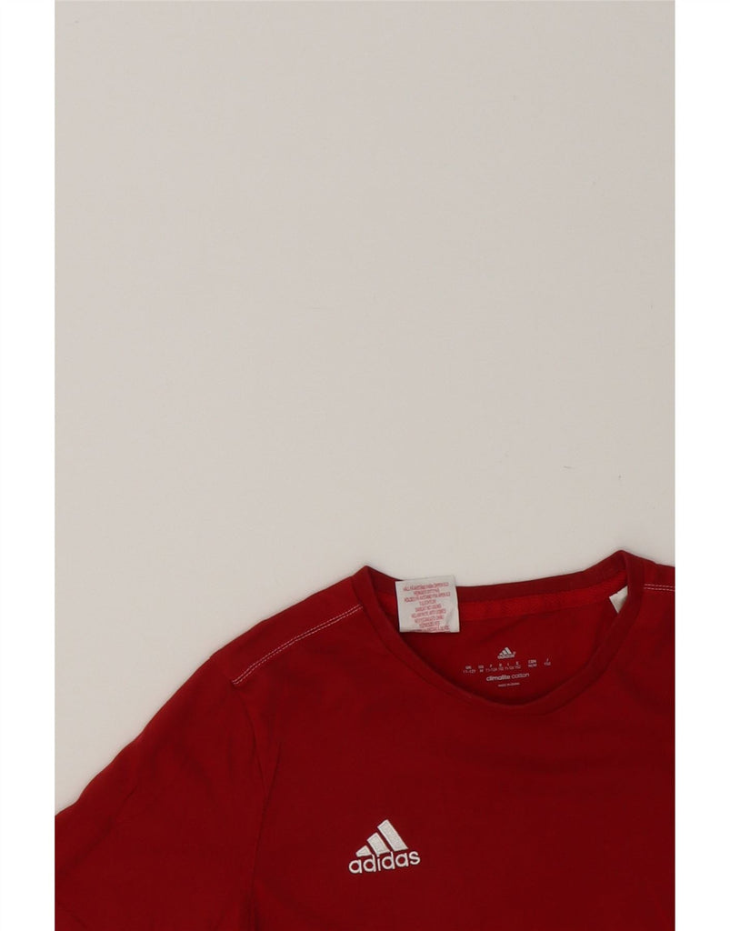 ADIDAS Boys Climalite T-Shirt Top 11-12 Years Red Cotton Vintage Adidas and Second-Hand Adidas from Messina Hembry 