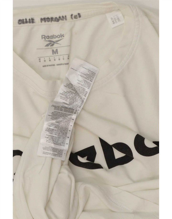 Reebok Mens Graphic T-Shirt Top Medium White Cotton