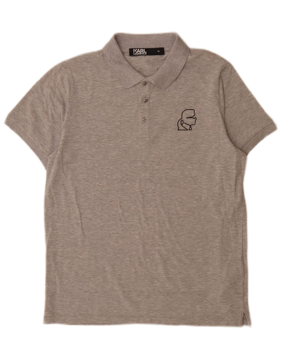 Karl Lagerfeld Mens Graphic Polo Shirt Medium Grey Flecked Cotton