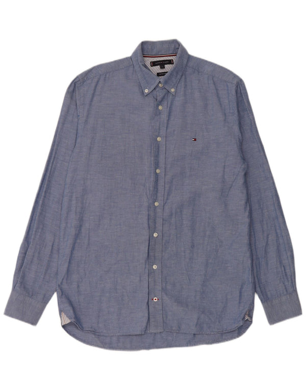 Tommy Hilfiger Mens Shirt Medium Blue Cotton