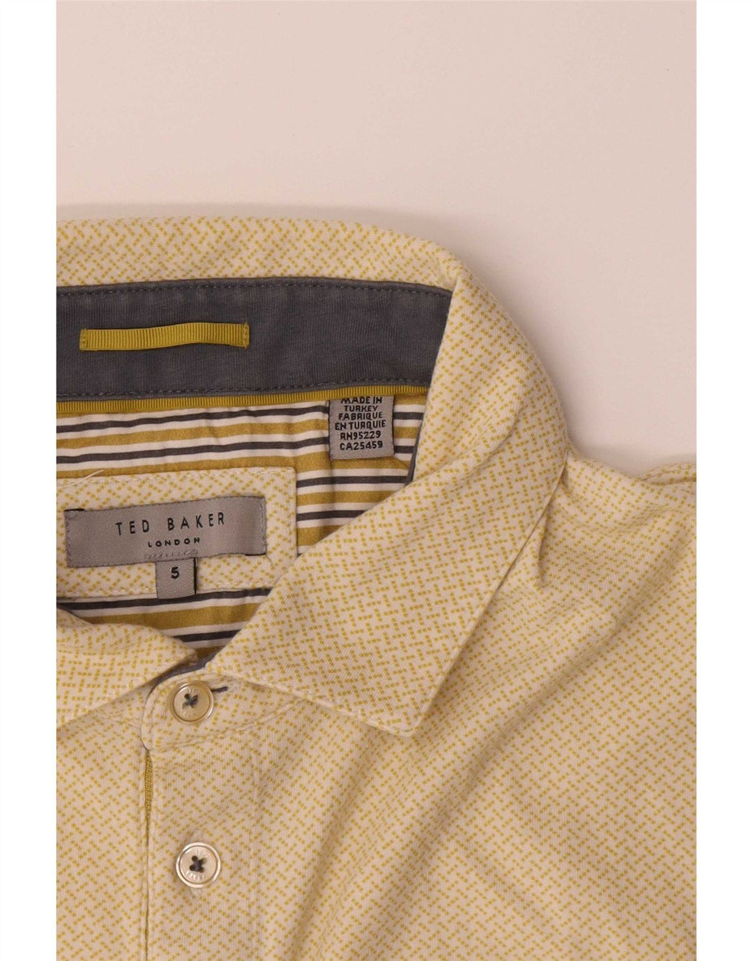 Ted Baker Mens Polo Shirt Size 5 XL Yellow Spotted Cotton