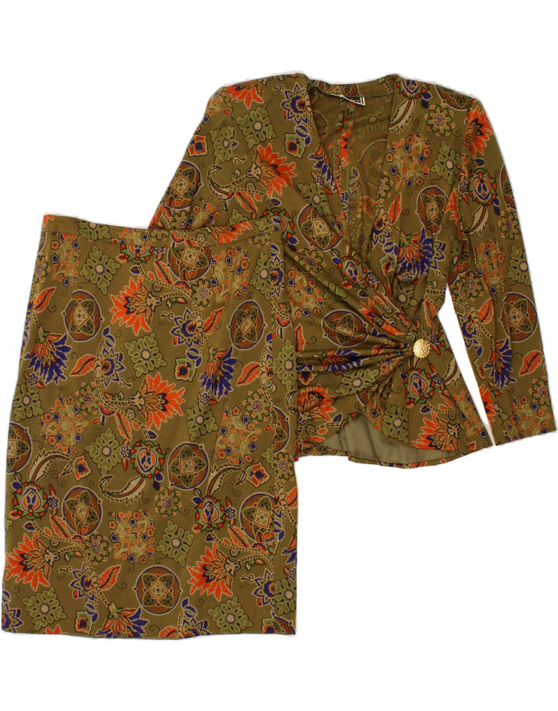 LUISA SPAGNOLI Womens 2 Piece Skirt Set IT 52 2XL W34  Khaki Floral Vintage Luisa Spagnoli and Second-Hand Luisa Spagnoli from Messina Hembry 