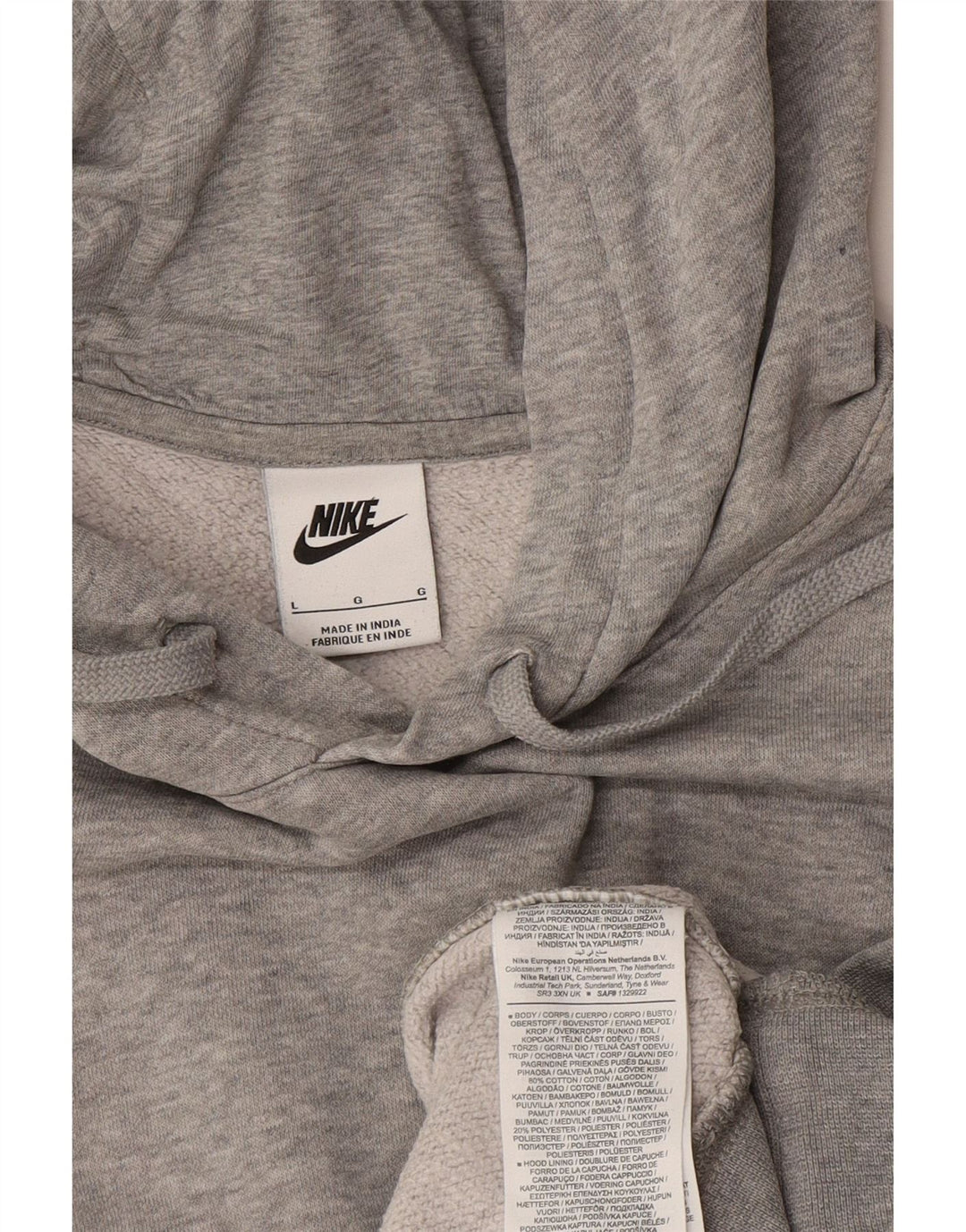 Nike Mens Hoodie Jumper Large Grey Cotton