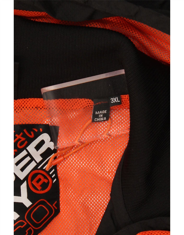 SUPERDRY Mens Hooded Windbreaker Jacket UK 46 3XL Black