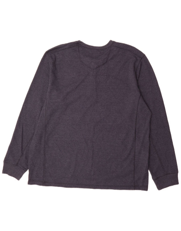 Eddie Bauer Mens Top Long Sleeve 2XL Navy Blue Cotton