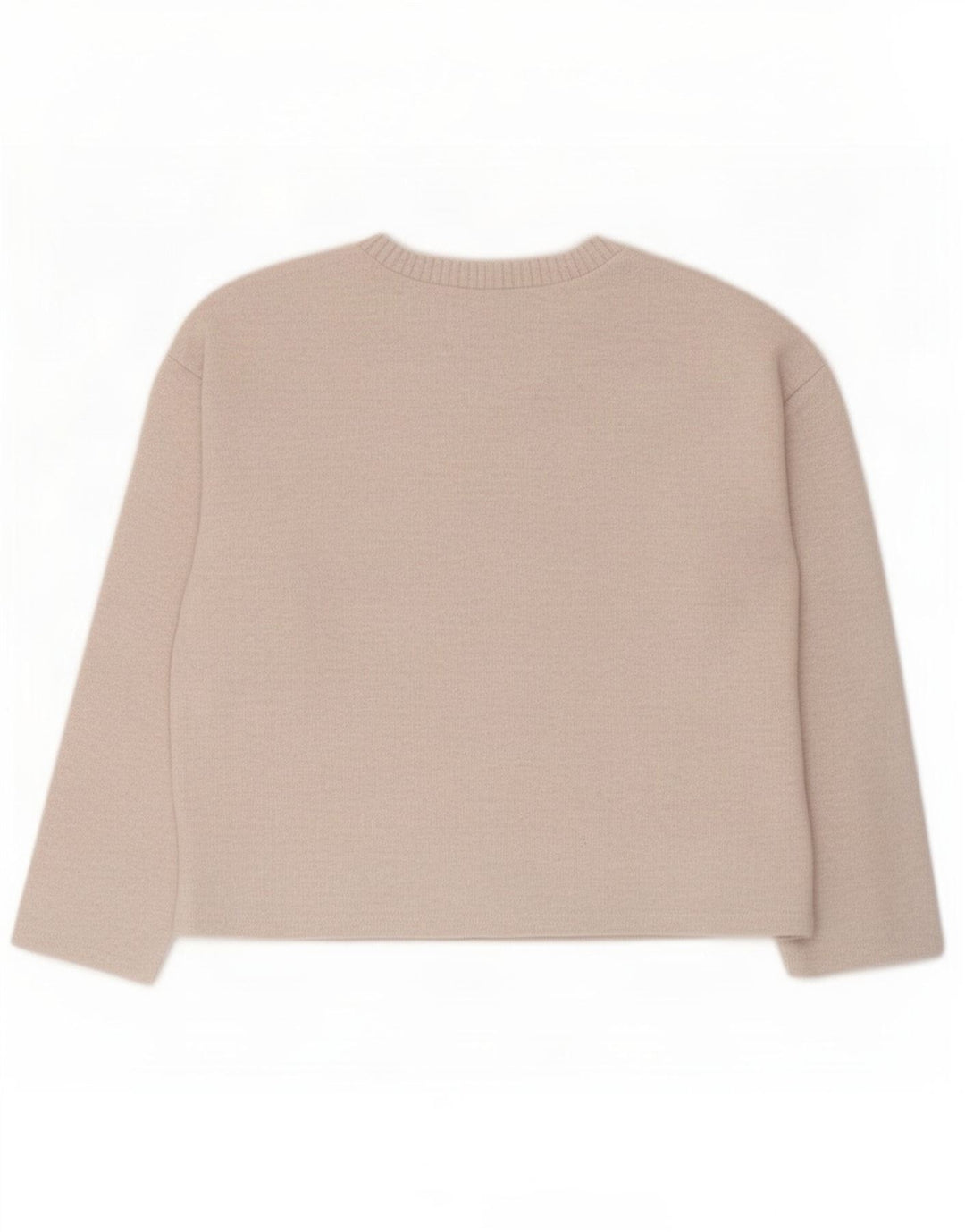 Zara Womens Crop Oversized Top Long Sleeve UK 10 Small Beige Polyester