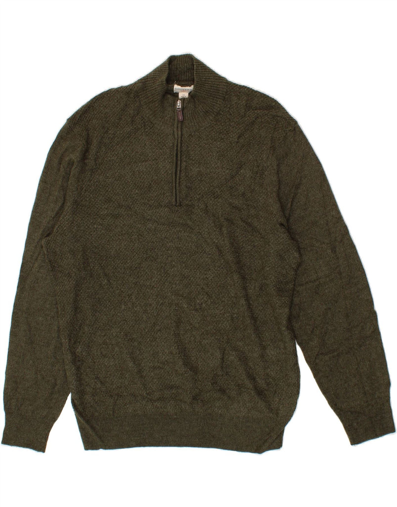 DOCKERS Mens Zip Neck Jumper Sweater Large Khaki Acrylic Vintage Dockers and Second-Hand Dockers from Messina Hembry 