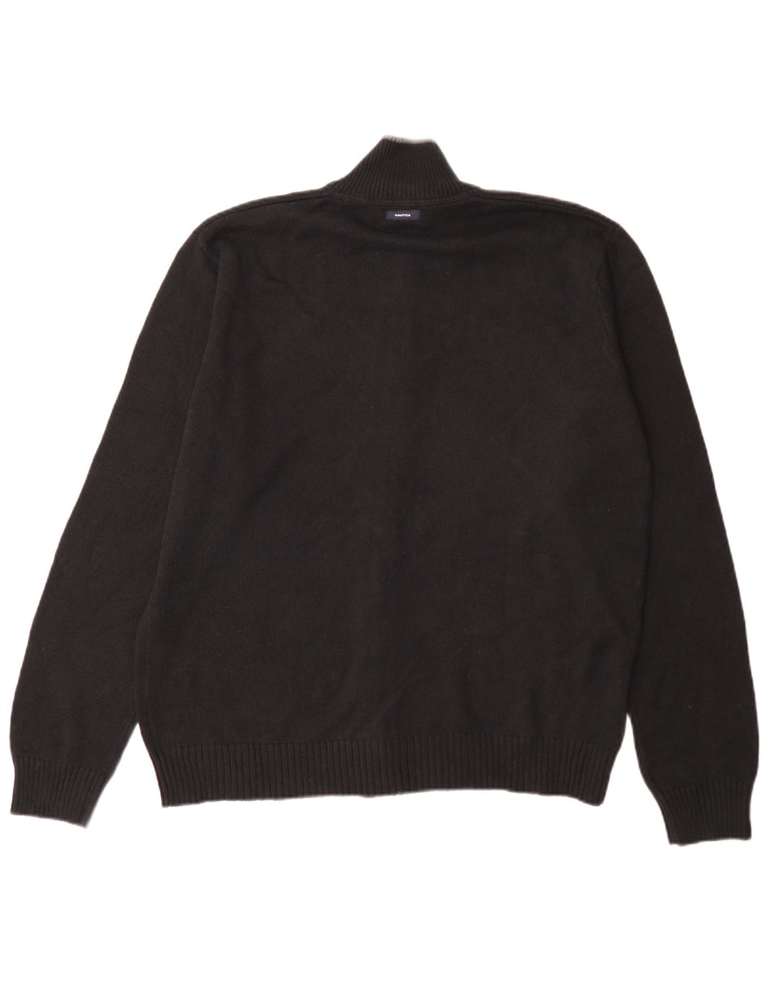 Nautica Mens Cardigan Sweater Large Navy Blue Cotton