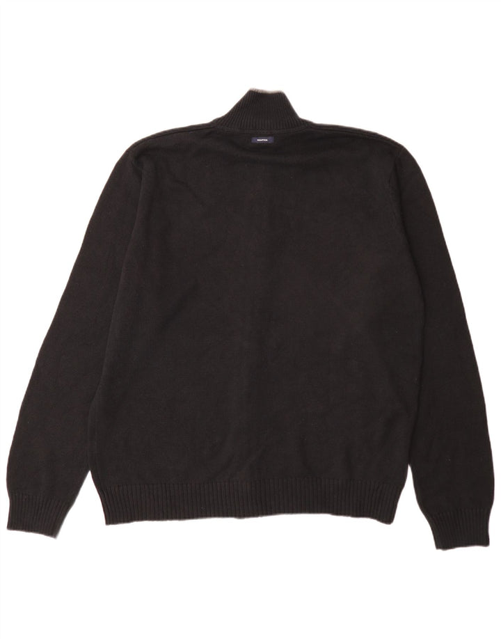 Nautica Mens Cardigan Sweater Large Navy Blue Cotton