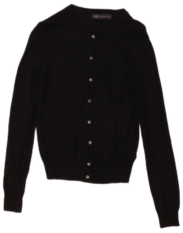 Marks & Spencer Womens Crop Cardigan Sweater UK 10 Small Black Viscose