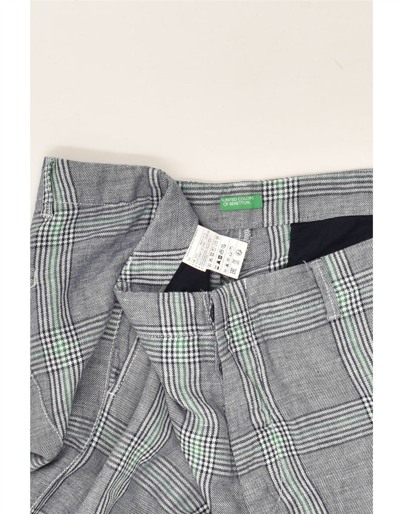 BENETTON Mens Casual Shorts IT 54 2XL W42  Grey Plaid Cotton | Vintage Benetton | Thrift | Second-Hand Benetton | Used Clothing | Messina Hembry 