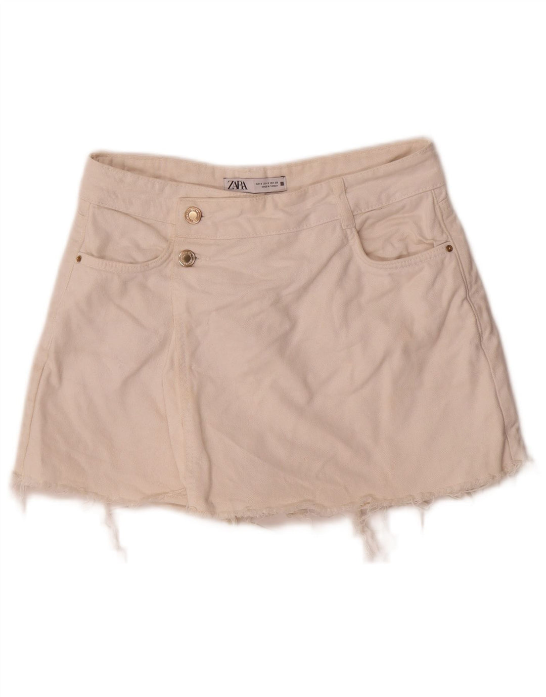 Zara Womens Denim Shorts Small W26 White Cotton