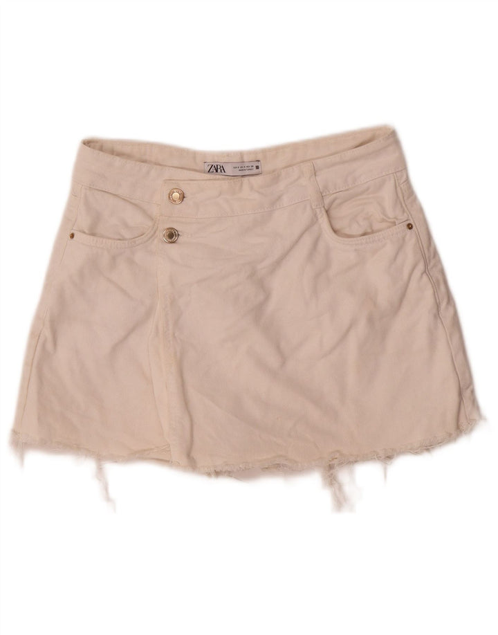 Zara Womens Denim Shorts Small W26 White Cotton