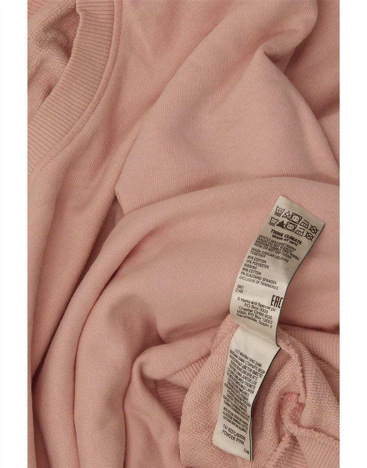 Marks & Spencer Womens Sweatshirt Jumper UK 14 Large Pink Cotton