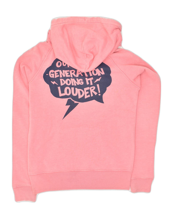 JACK WILLS Womens Graphic Hoodie Jumper UK 10 Small  Pink Cotton | Vintage Jack Wills | Thrift | Second-Hand Jack Wills | Used Clothing | Messina Hembry 
