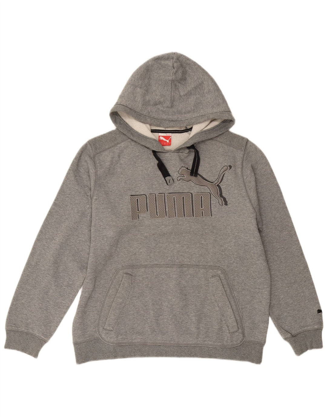 Puma Mens Graphic Hoodie Jumper Large Grey Cotton