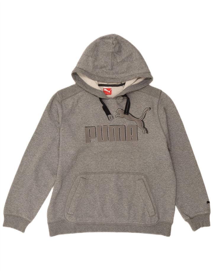 Puma Mens Graphic Hoodie Jumper Large Grey Cotton