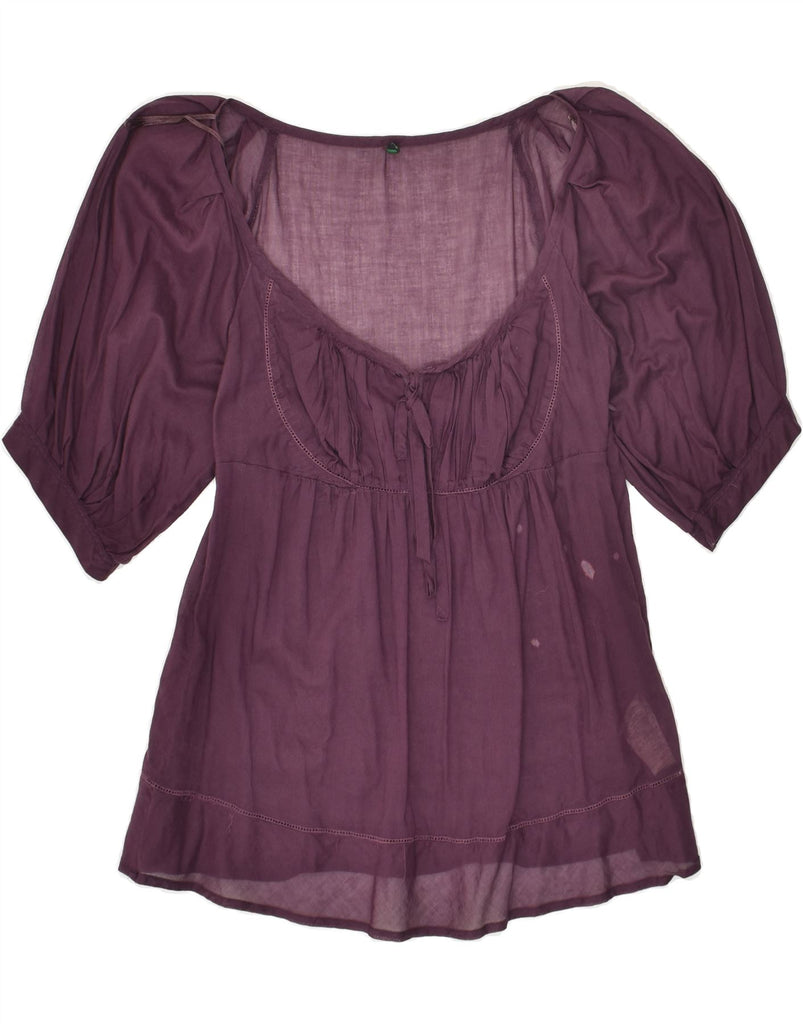 BENETTON Womens Blouse Top UK 10 Small Purple Cotton | Vintage Benetton | Thrift | Second-Hand Benetton | Used Clothing | Messina Hembry 