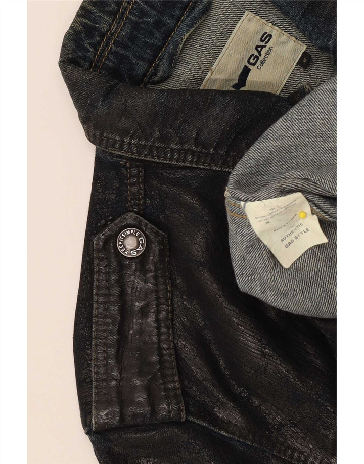 Gas Mens Denim Jacket UK 38 Medium Black Cotton