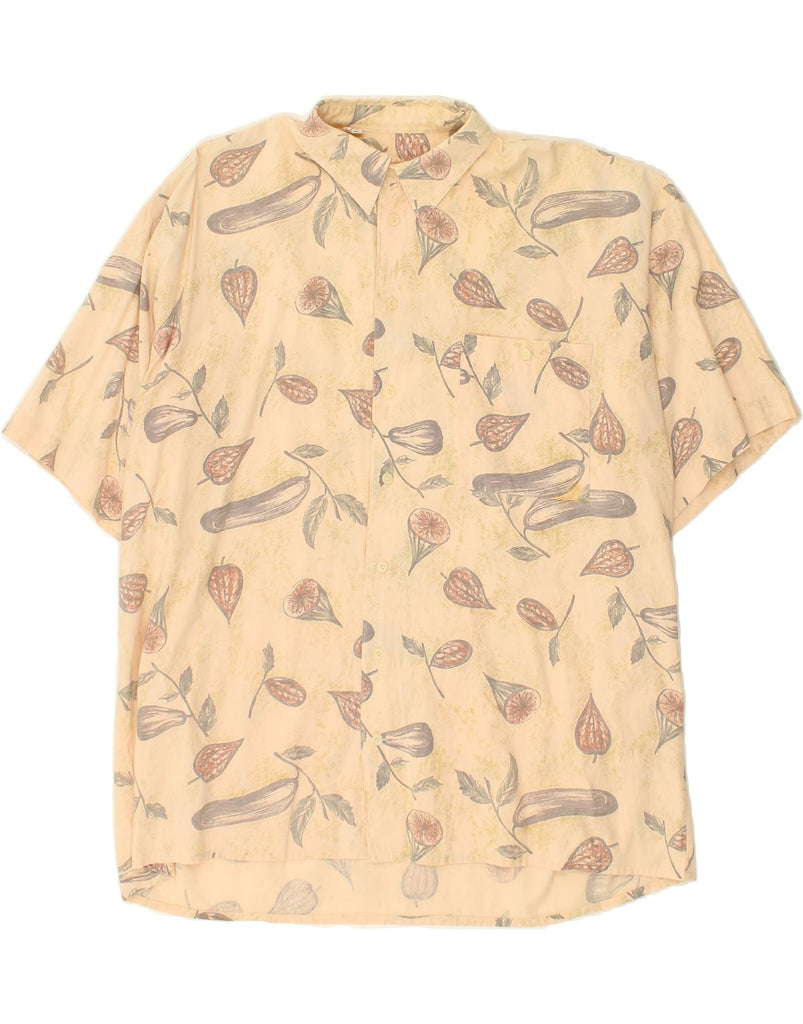 VINTAGE Mens Short Sleeve Shirt XL Beige Floral | Vintage Vintage | Thrift | Second-Hand Vintage | Used Clothing | Messina Hembry 