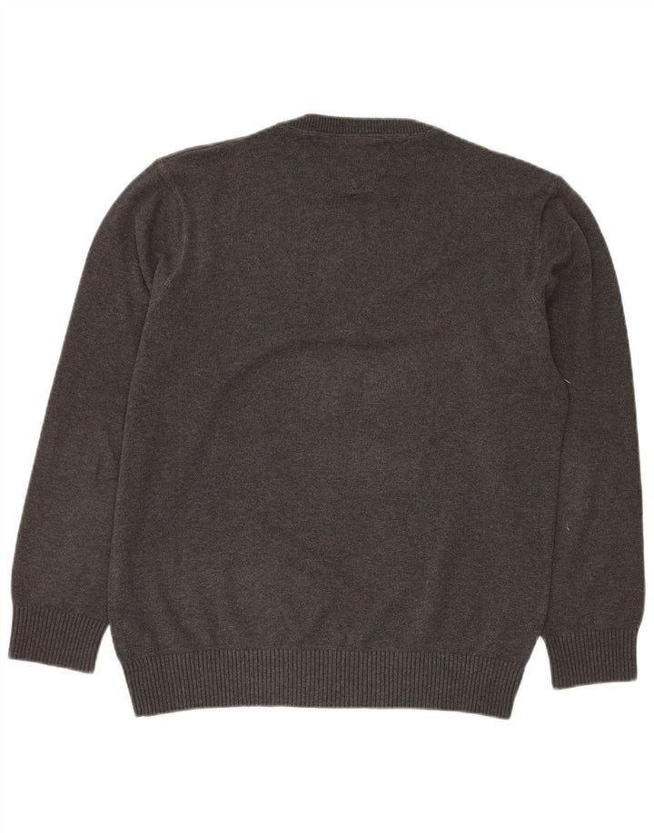 TOMMY HILFIGER Mens Crew Neck Jumper Sweater Large Grey Cotton