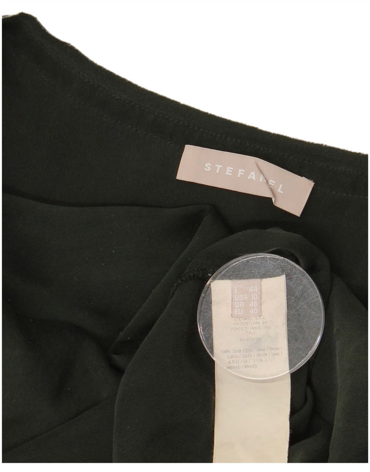 Stefanel Womens Long Sleeve Blouse Top IT 44 Medium Khaki Silk