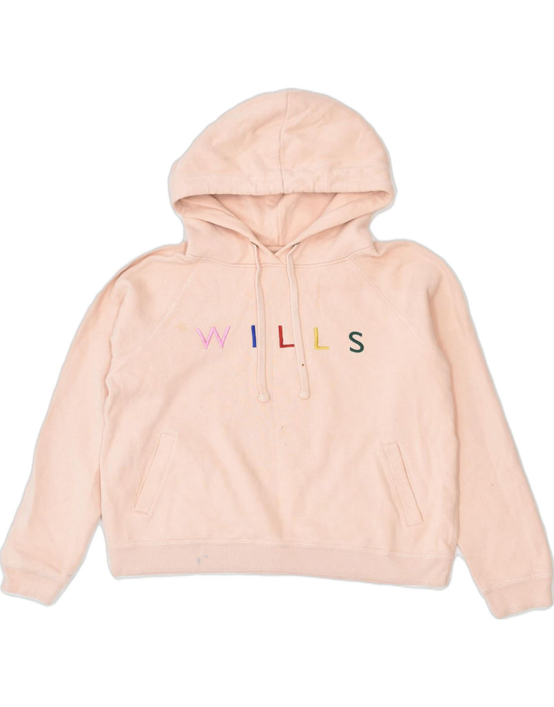 JACK WILLS Womens Graphic Hoodie Jumper UK 12 Medium Beige Cotton | Vintage | Thrift | Second-Hand | Used Clothing | Messina Hembry 