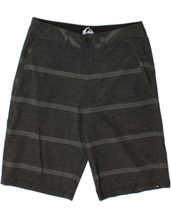 QUIKSILVER Boys Chino Shorts 15-16 Years W28 Grey Striped Polyester Vintage Quiksilver and Second-Hand Quiksilver from Messina Hembry 