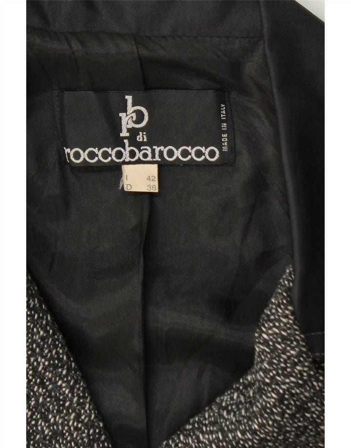 ROCCOBAROCCO Womens Overcoat IT 42 Medium Black Flecked Wool