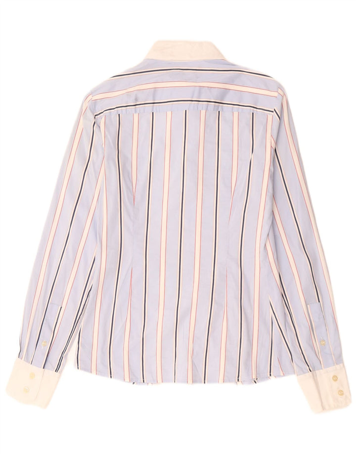 Iceberg Womens Shirt UK 10 Small Blue Striped Cotton