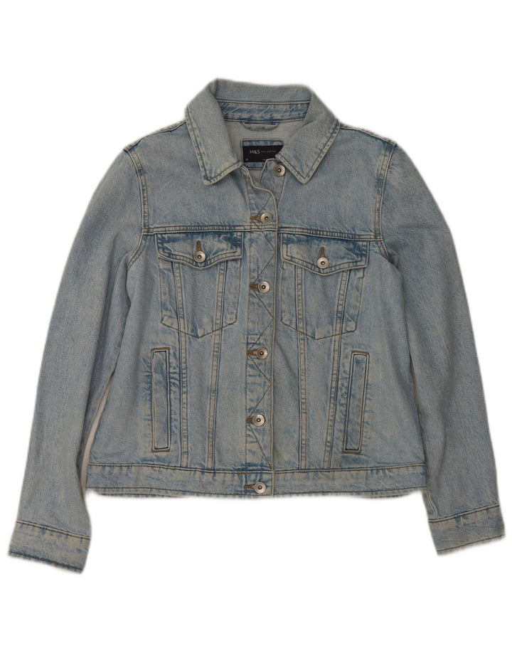 Marks & Spencer Womens Denim Jacket UK 10 Small Blue Cotton