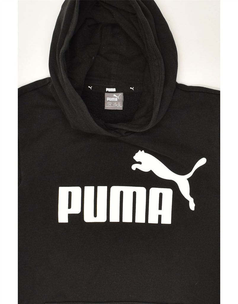 PUMA Boys Graphic Hoodie Jumper 13-14 Years Black Cotton | Vintage Puma | Thrift | Second-Hand Puma | Used Clothing | Messina Hembry 