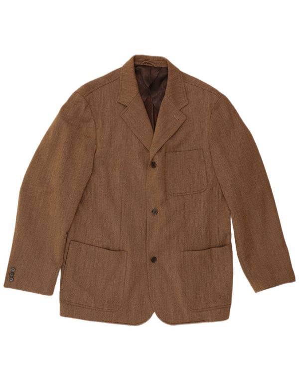 Luciano Barbera Mens 3 Button Blazer Jacket IT 54 2XL Brown Wool Classic