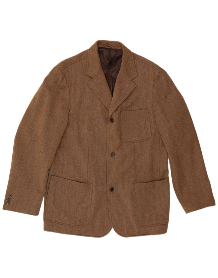 Luciano Barbera Mens 3 Button Blazer Jacket IT 54 2XL Brown Wool Classic