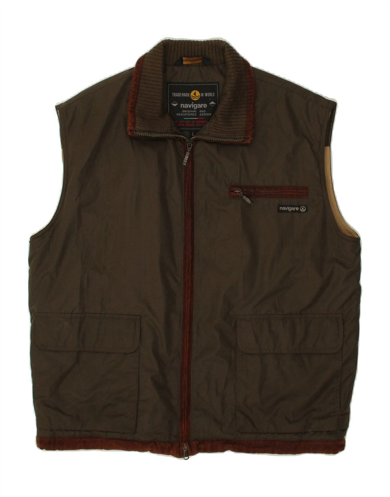 NAVIGARE Mens Gilet UK 40 Large Brown Vintage Navigare and Second-Hand Navigare from Messina Hembry 