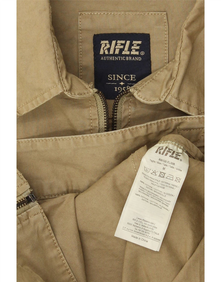 Rifle Mens Bomber Jacket UK 38 Medium Khaki Cotton