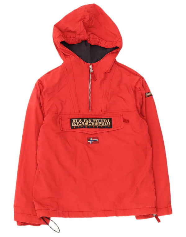 Napapijri Boys Graphic Hooded Anorak Jacket 11-12 Years Red Polyester