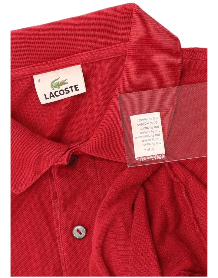 LACOSTE Mens Polo Shirt Size 4 Medium Red Cotton