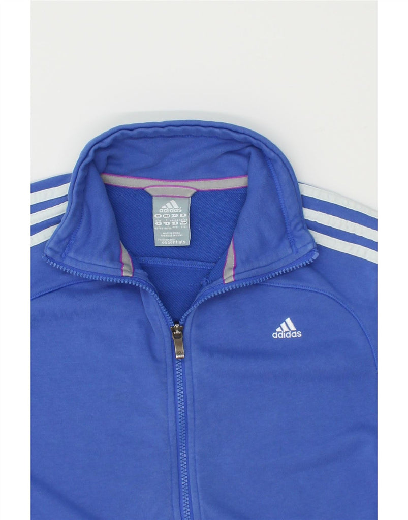 ADIDAS Womens Climalite Tracksuit Top Jacket UK 16/18 Large Blue Cotton | Vintage Adidas | Thrift | Second-Hand Adidas | Used Clothing | Messina Hembry 