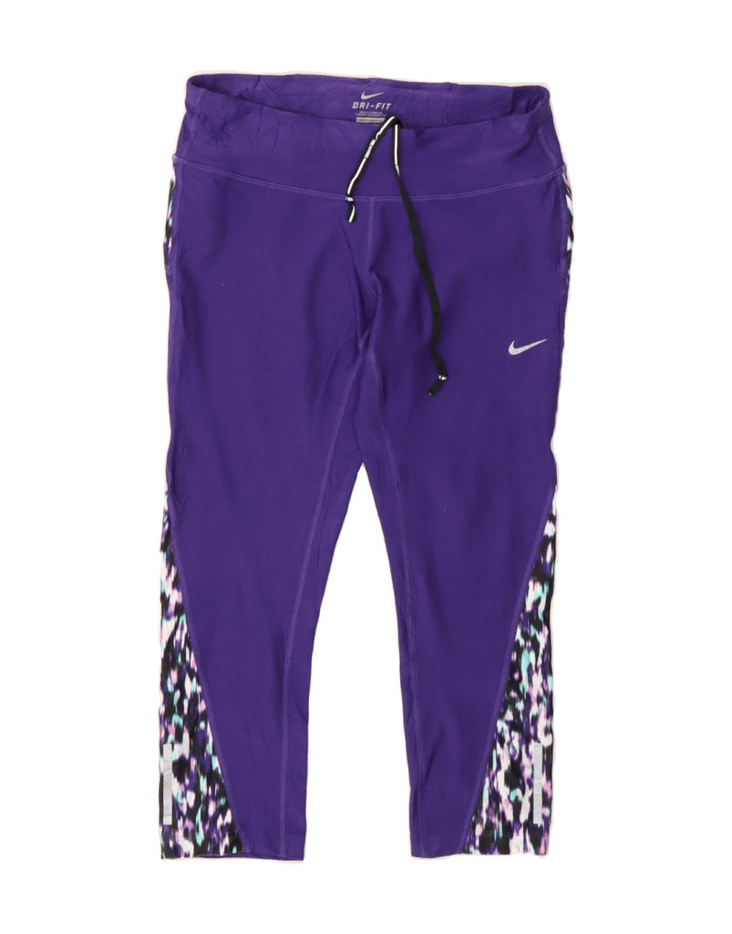 NIKE Womens Dri Fit Capri Leggings UK 12 Medium  Purple Colourblock Vintage Nike and Second-Hand Nike from Messina Hembry 