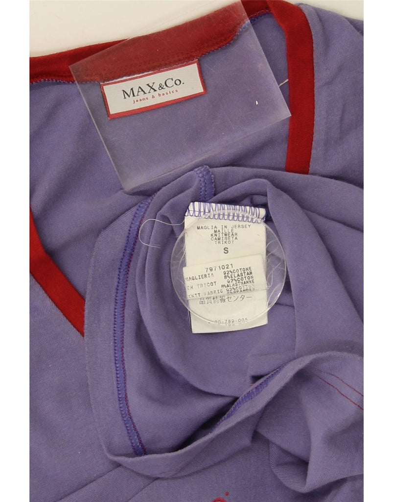MAX & CO. Womens Crop T-Shirt Top UK 8 Small Purple Cotton Vintage Max & Co. and Second-Hand Max & Co. from Messina Hembry 