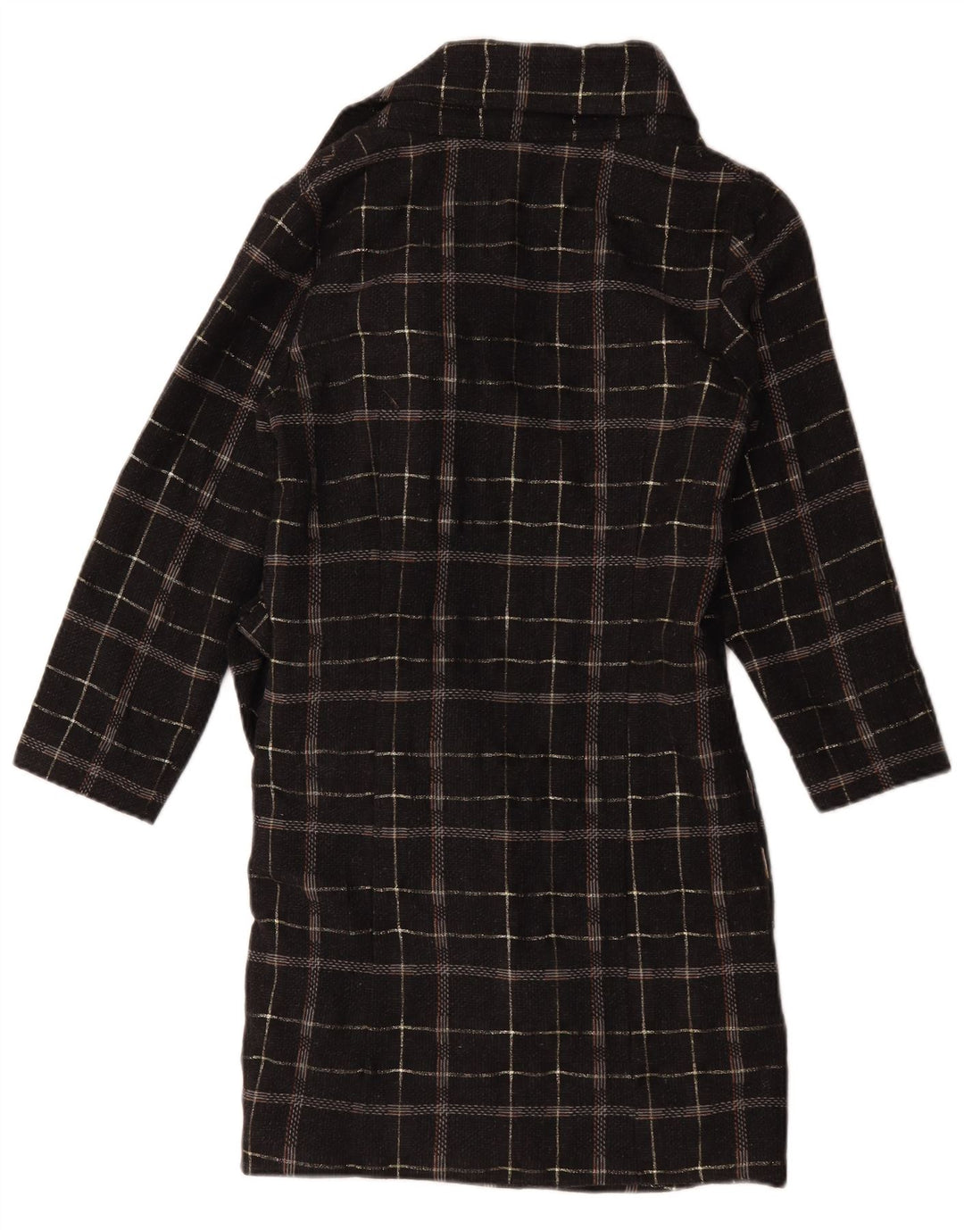Vintage Womens Oversized Overcoat US 2 XS Black Check Wool