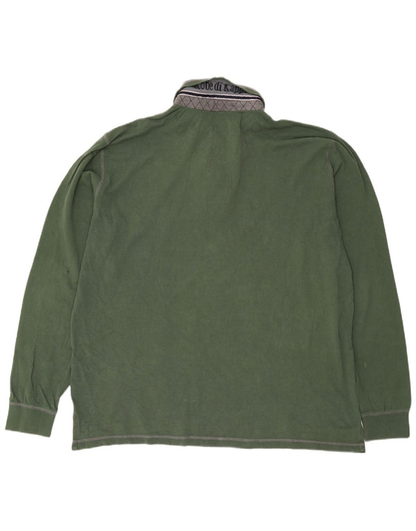 Kappa Mens Long Sleeve Polo Shirt 3XL Green Cotton