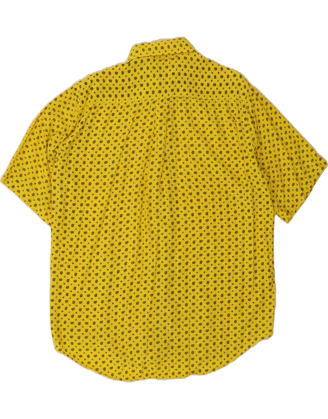 BENETTON Mens Short Sleeve Shirt Medium Yellow Paisley Vintage Benetton and Second-Hand Benetton from Messina Hembry 
