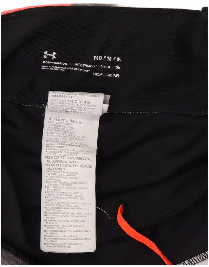 UNDER ARMOUR Womens Heat Gear Leggings UK 12 Medium Black Geometric