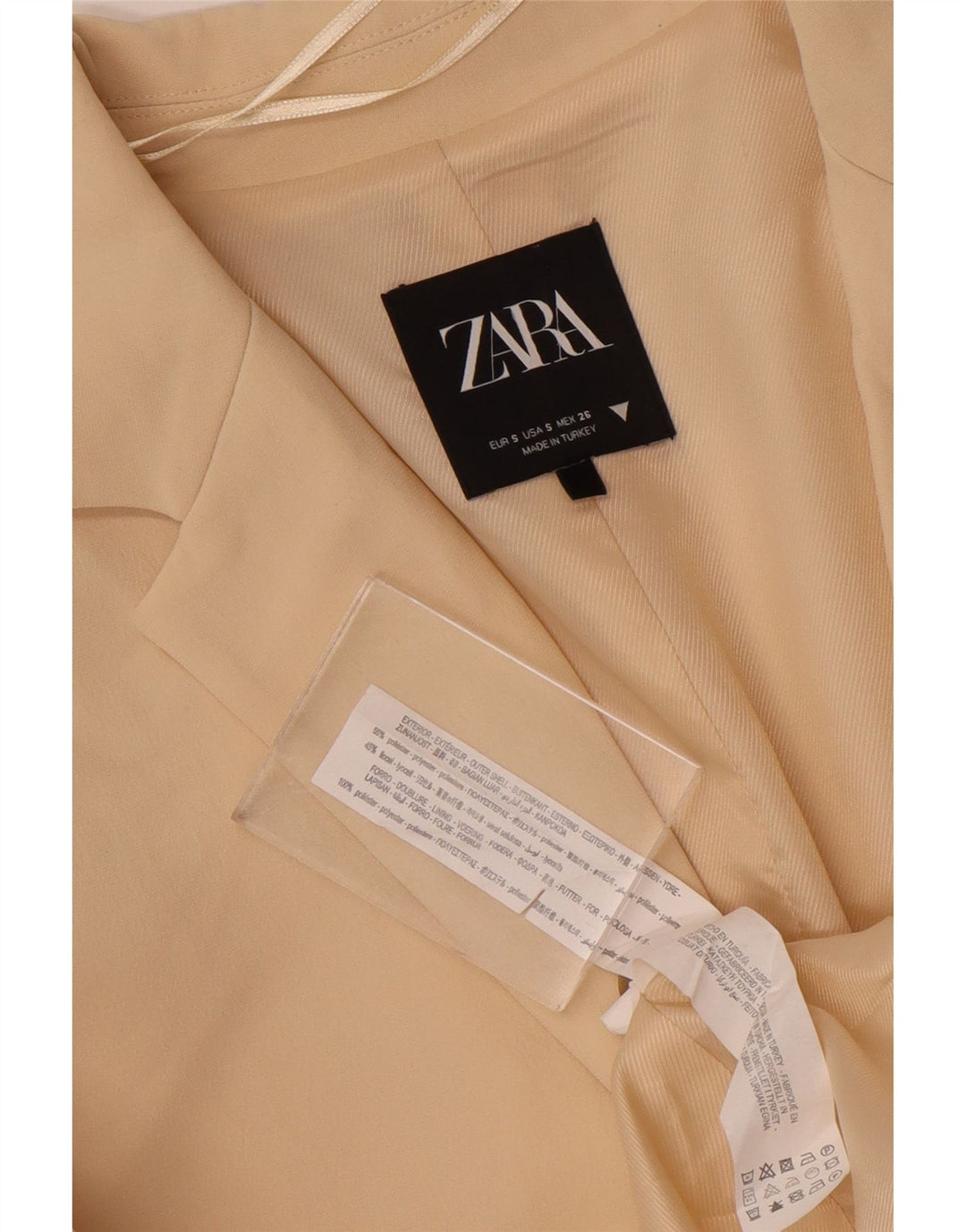 Zara Womens 2 Button Oversized Blazer Jacket UK 10 Small Beige Polyester