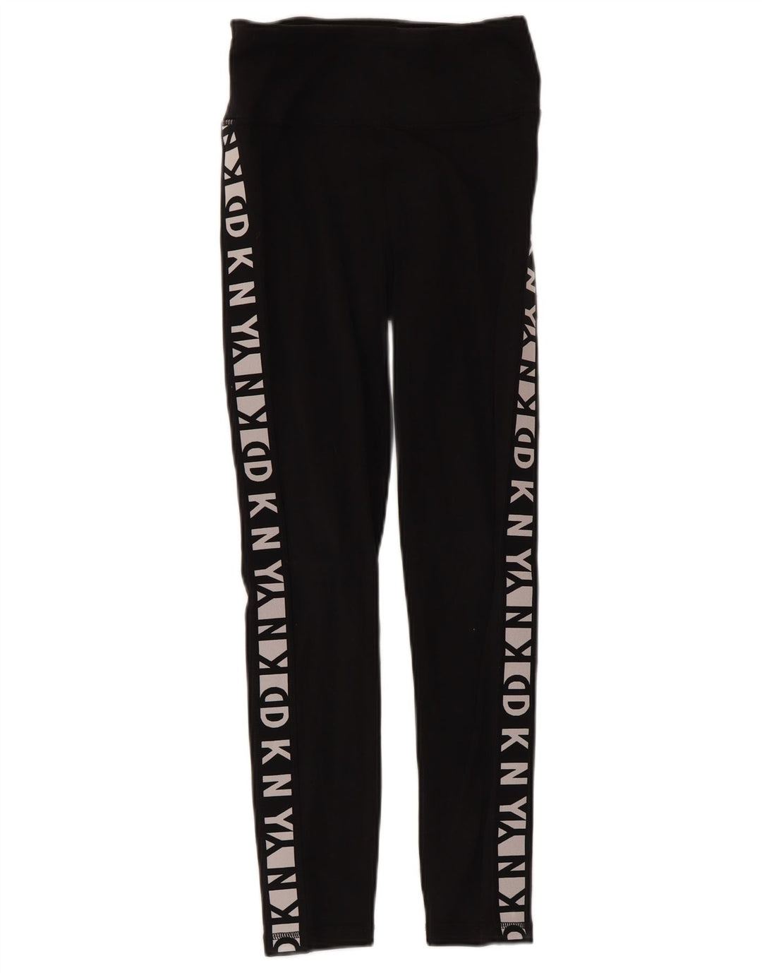 Dkny Womens Graphic Leggings UK 4 XS  Black Cotton